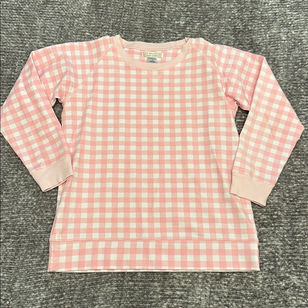 NWOT The Beaufort Bonnet Co. Pink Gingham pullover sweatshirt 12